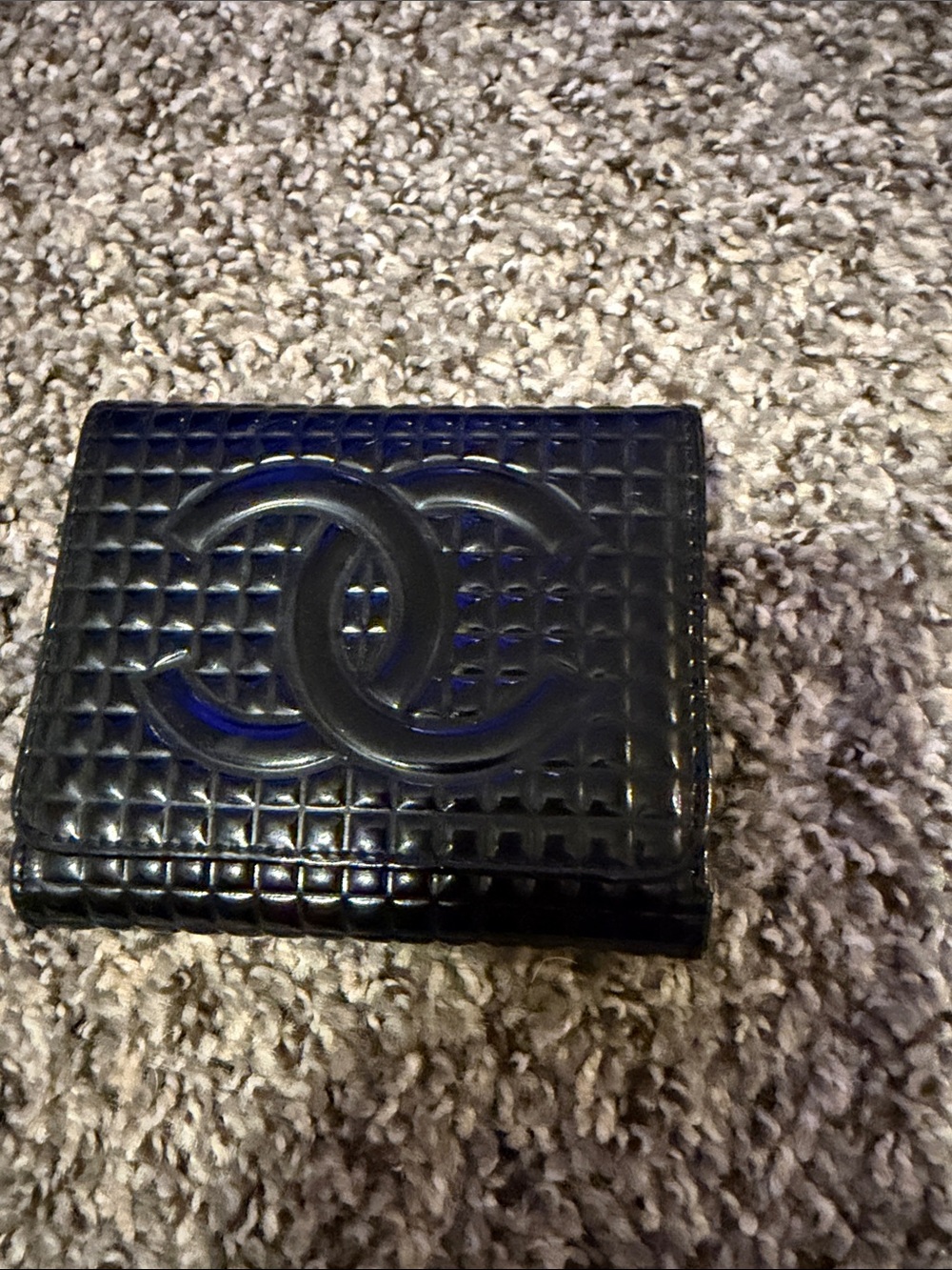 CHANEL Black Quilted Card Holder with Interlocking CC
